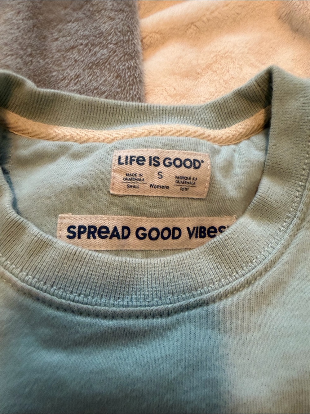 Life Is Good Light Blue Crewneck Sweatshirt with 'Winter Scene' - Picture 3 of 4
